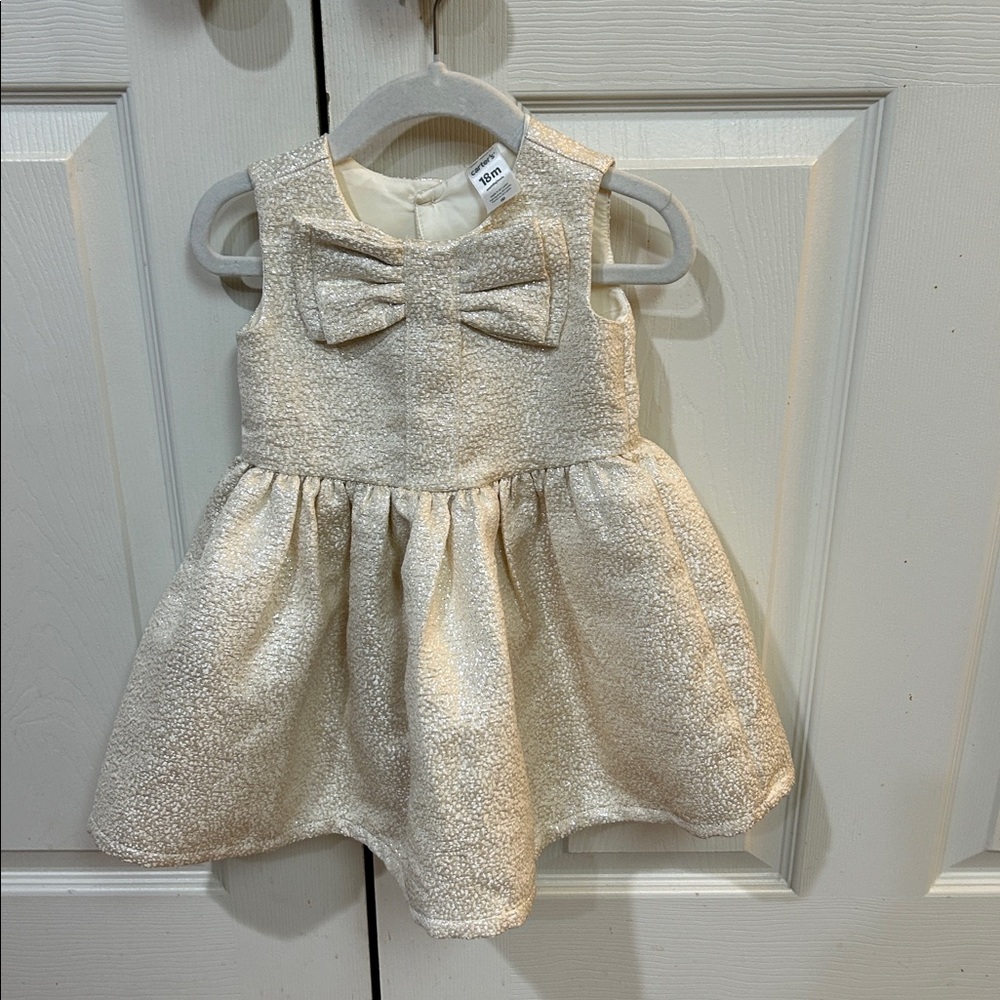 Carter's Shimmering Cream Baby Dress with Bow